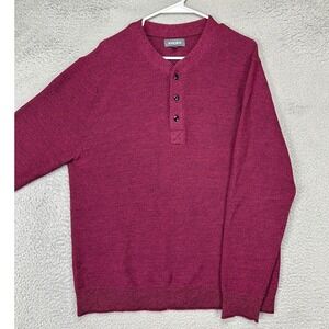Bonobos Merino Wool Henley Sweater Adult XL Burgundy Purple Knit‎ Slim Fit Mens